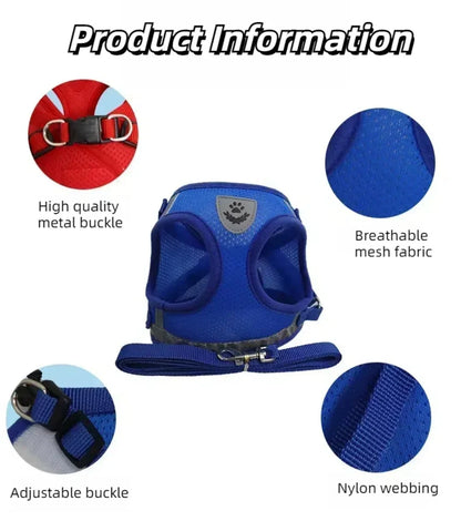 Adjustable Reflective Cat & Dog Harness Set
