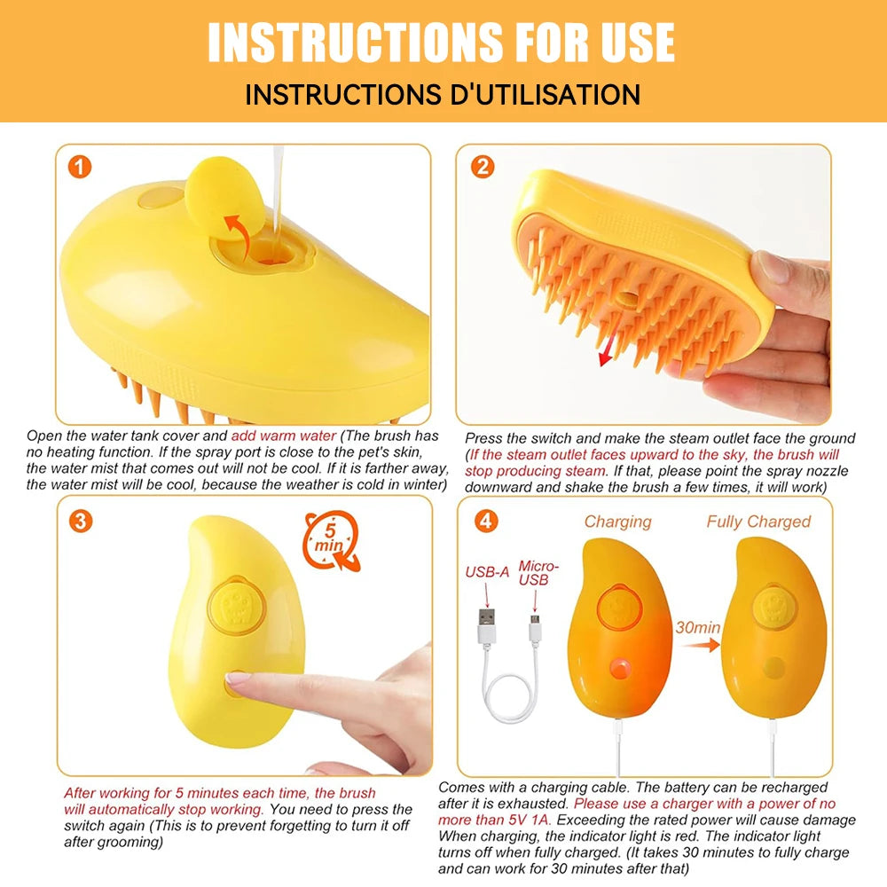 3-in-1 Cat Steamy Grooming Brush