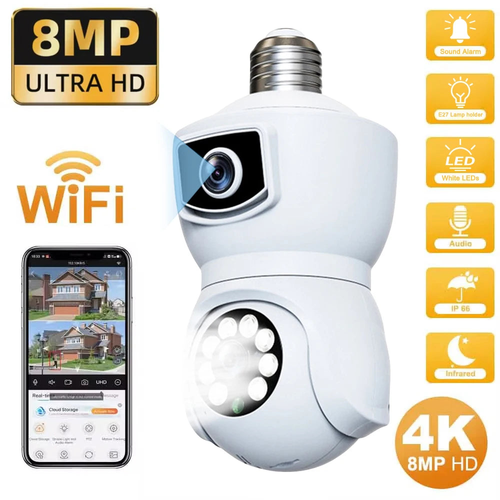 64GB 4K Dual-Lens WiFi Security Camera